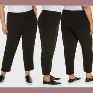NWT $238 Eileen Fisher [ PLUS 1X ] Tapered Pants With Side Slits in Black‎